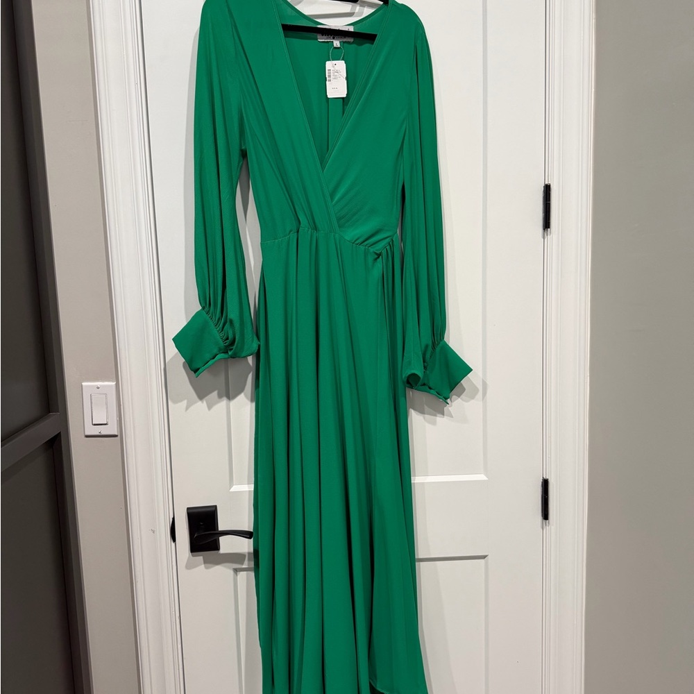 Megan LilyPad Maxi Emerald Dress NWT Elegant Green Wrap Dress